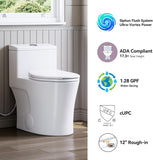 Elongated One-Piece Toilet with Dual Flush, ADA Comfort Height, Skirted Design, Matte White Finish