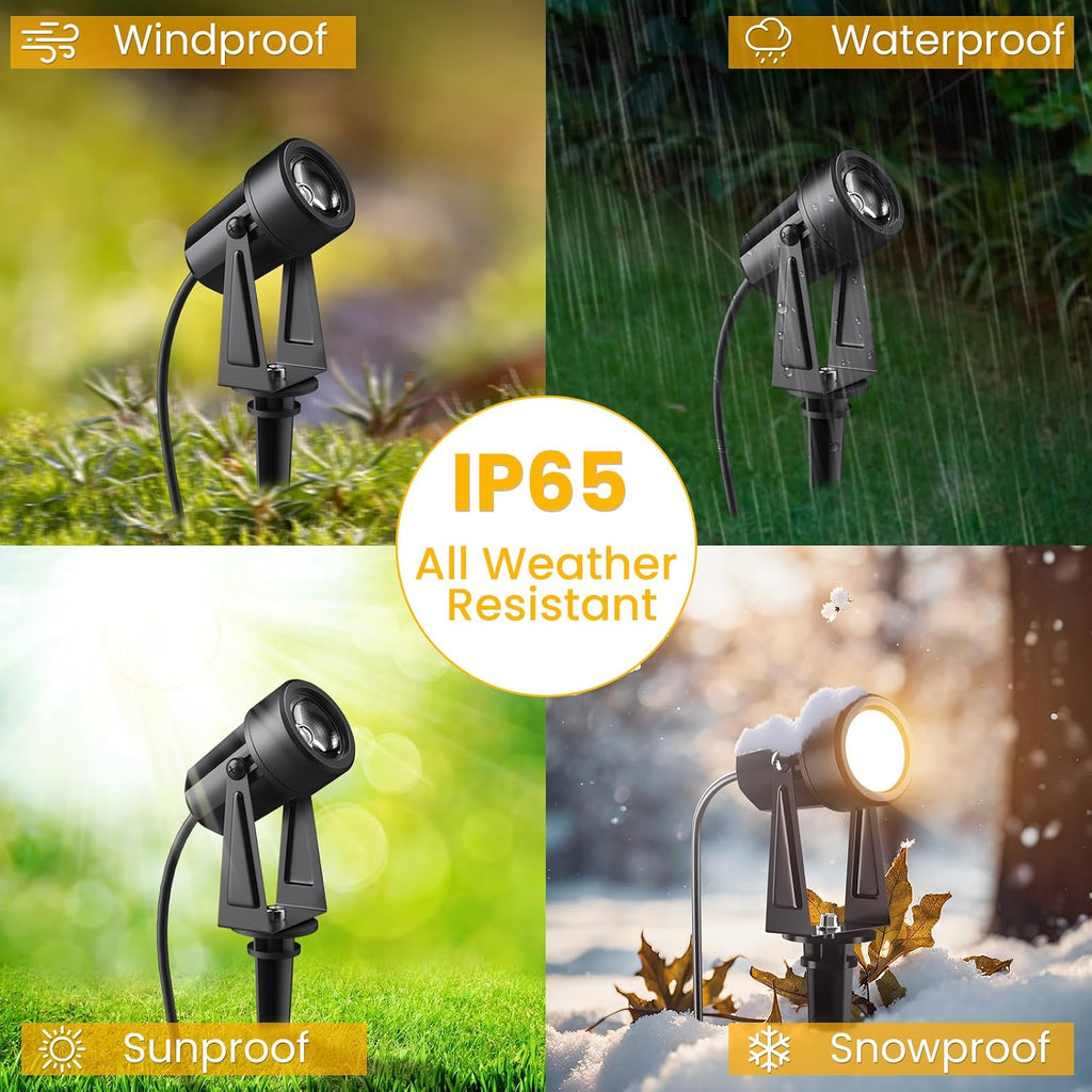Low Voltage Landscape Lighting,4 Pack Outdoor LED Landscape Spotlights with Transformer 27V Garden Lights Pathway