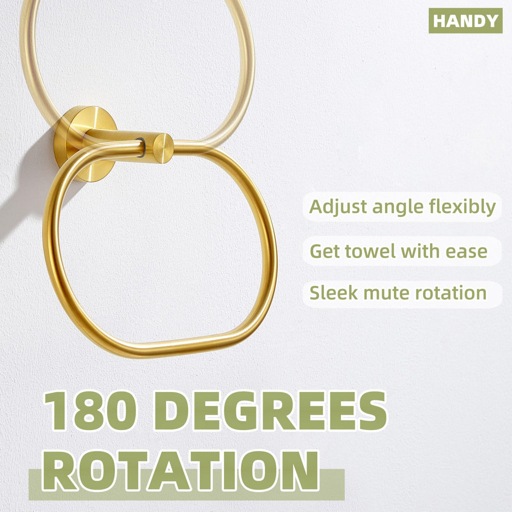 Brushed Dark Gold Towel Ring Storage, Wall Mounted