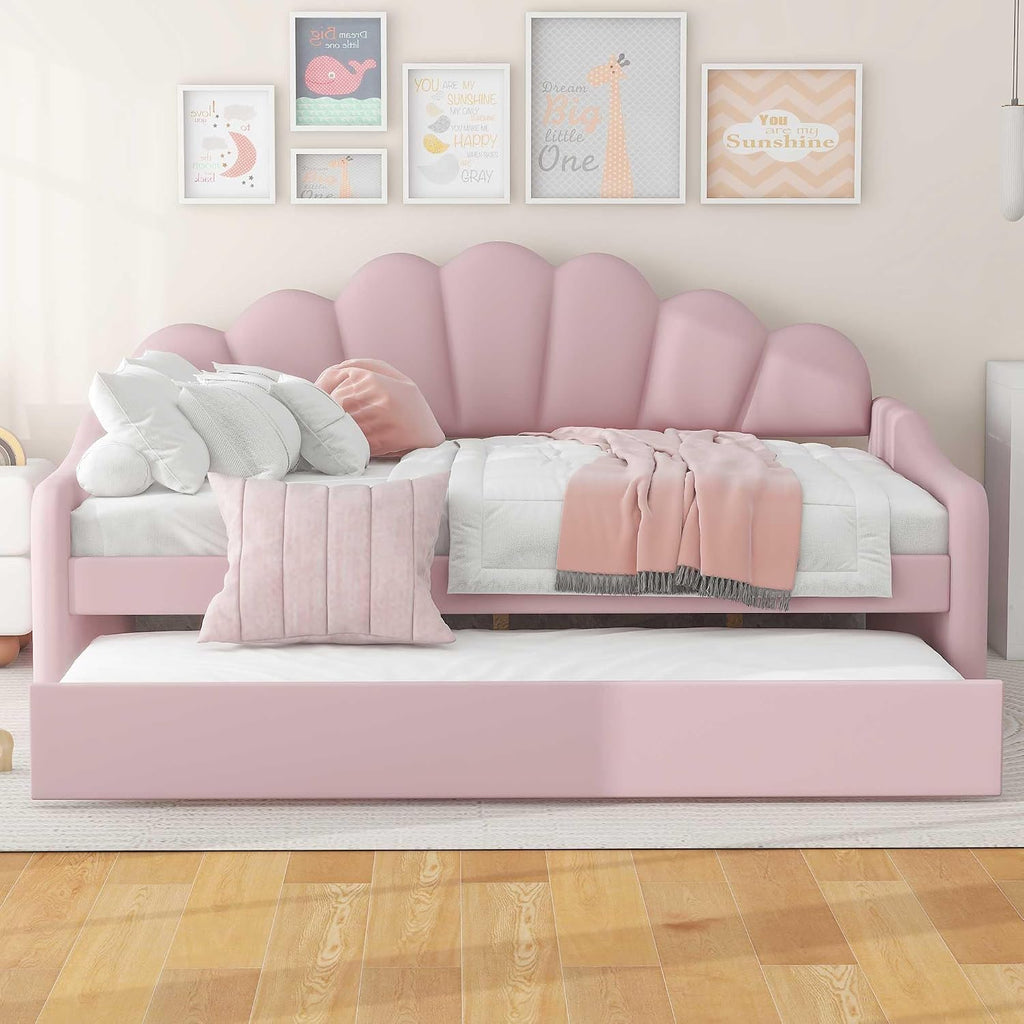Full Size daybed with Trundle for Adults, Kids, Girls, Teens, Full Size daybed with Trundle , Velvet, Pink