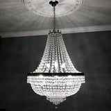 French Empire Crystal Chandelier Lighting 9 E12 Bulbs with Adjustable Hanging Light Modern Crystal Pendant Flush Mount Ceiling Light Fixture for Dining Living Room Foyer W 24'' x H 30'' A108-B09BFBG71T