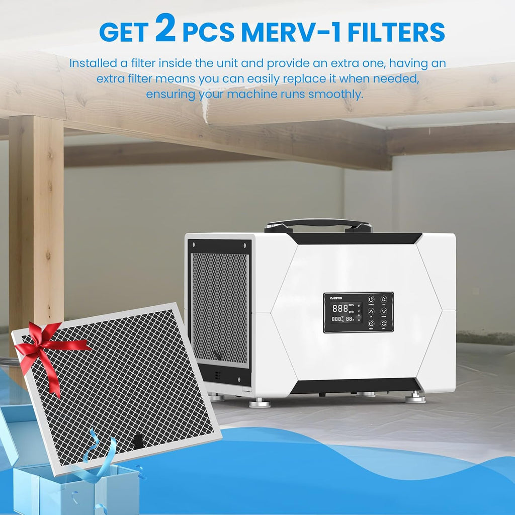 Crawl Space Dehumidifier with Drain Hose, 80 Pint Commercial Dehumidifier for Basement, Home Use, Water Damage