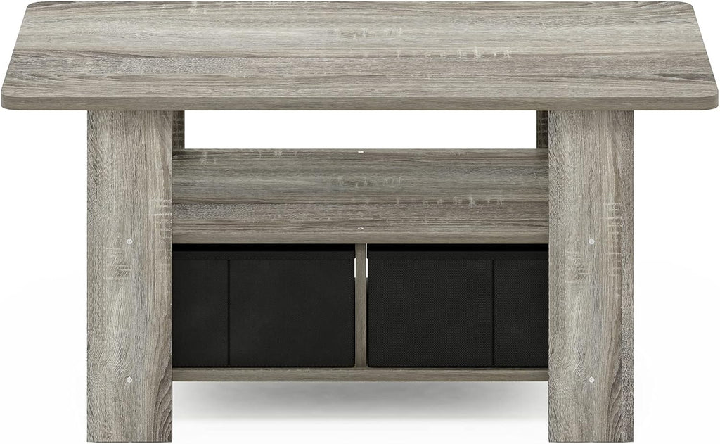 Andrey Coffee Table with Bin Drawer, French Oak Grey/Black