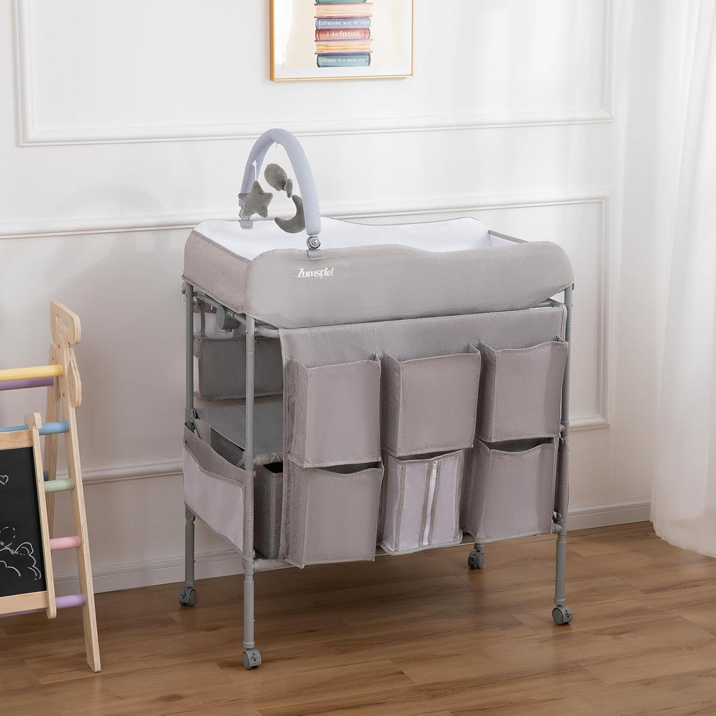 Baby Changing Table, Versatile Portable Folding Changing Table, Waterproof Diaper Changing Station with Waste Basket