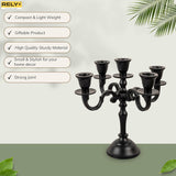 5 Arm Baby Candelabra Black Matte 8 Inch Taper Candle Holders Gothic Decorations Candlesticks Holder Home Decor