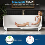 51" Stone Resin Freestanding Bathtub, Matte White Stone Resin Soaking Tub, Oval Shape Solid Surface Freestanding Tubs