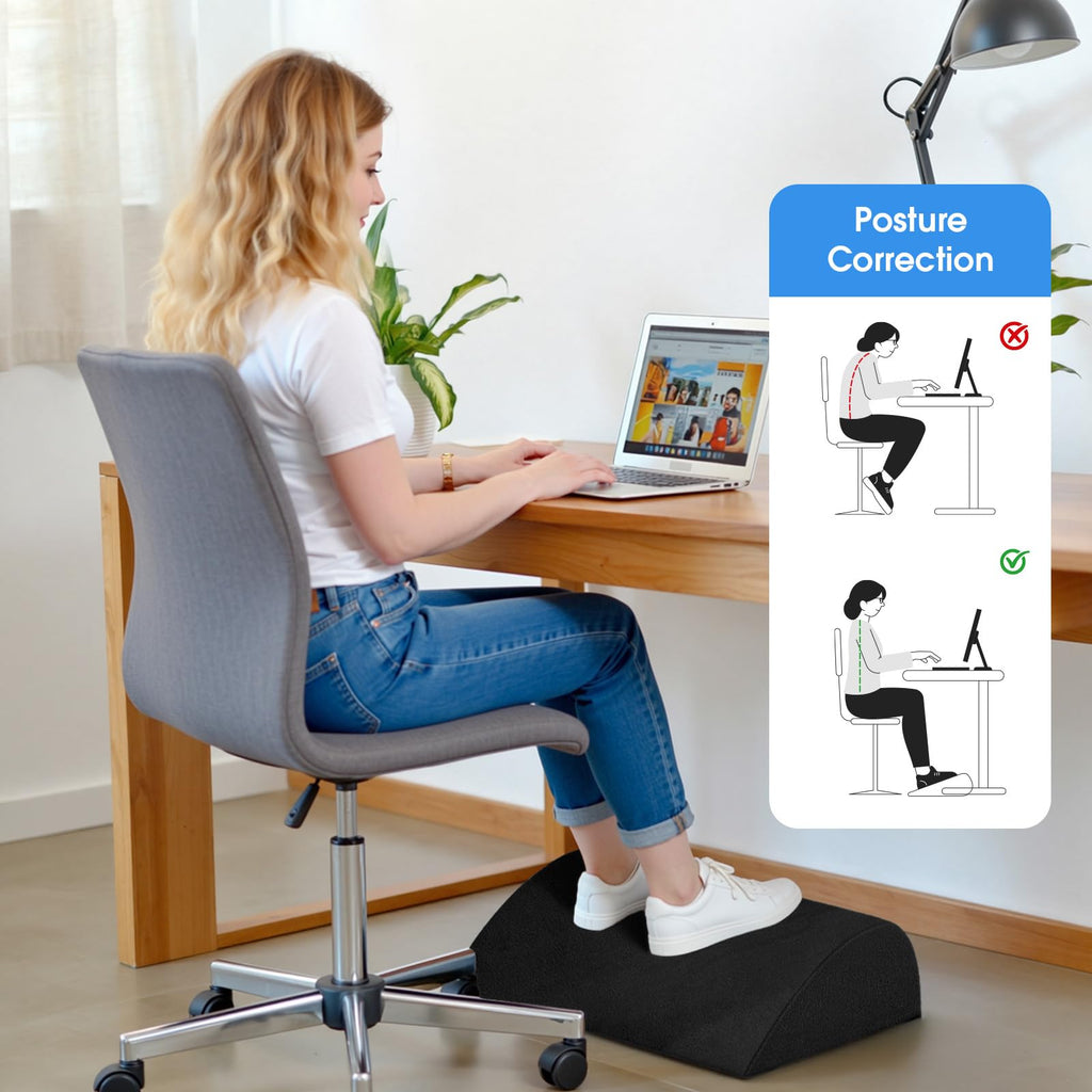 Foot Rest for Under Desk with 3 Heights, Foot Stool, Black