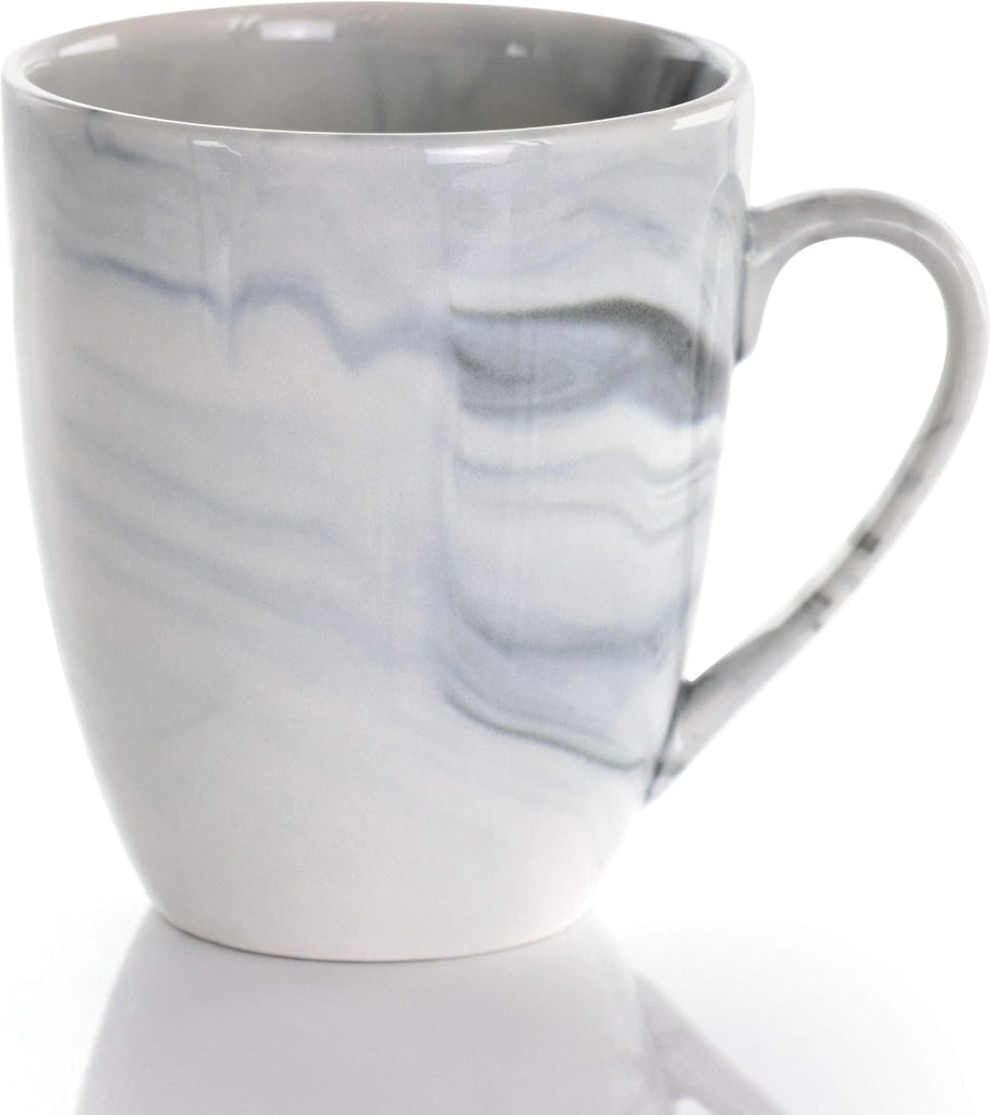 Fine Marble 16 Piece Stoneware Dinnerware Set in Black and White