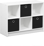 Basic 3x2 Cube Storage Bookcase Organizer with Bins, White/Black