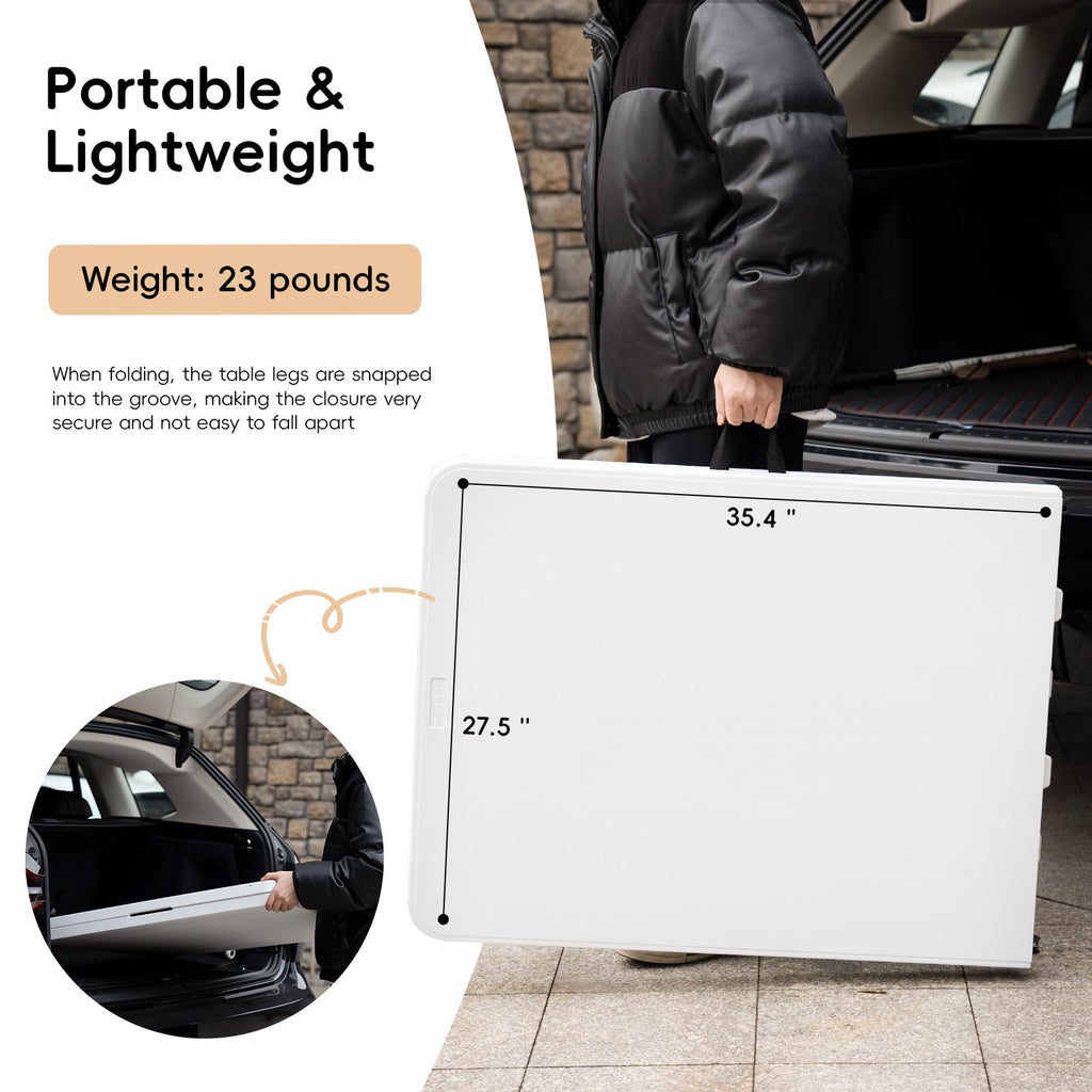 6FT Folding Table Heavy Duty Portable Plastic Foldable Table White