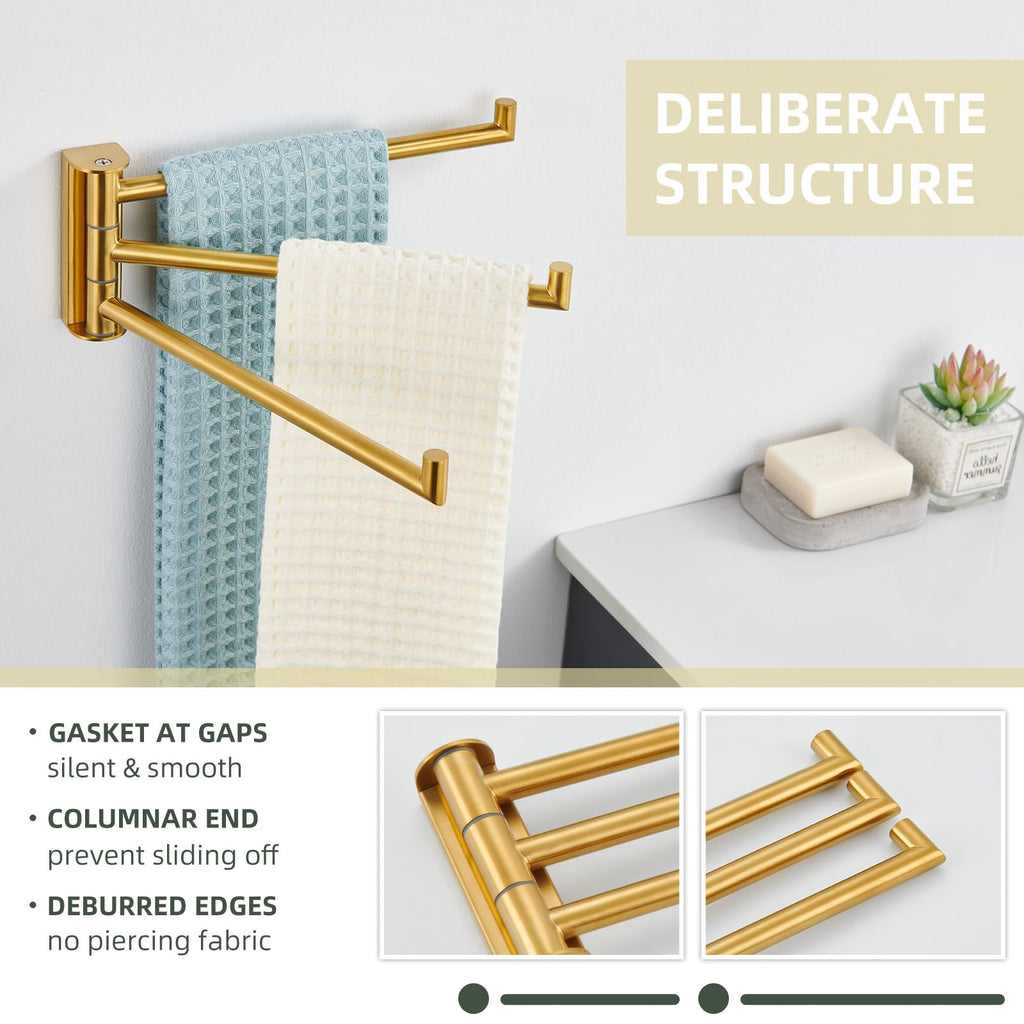 Hand Towel Holder, Swivel Bars, Brushed Dark Gold