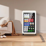 Retro Beverage Refrigerator Cooler, 3.2 Cu.ft Mini Fridge with Glass Door for So