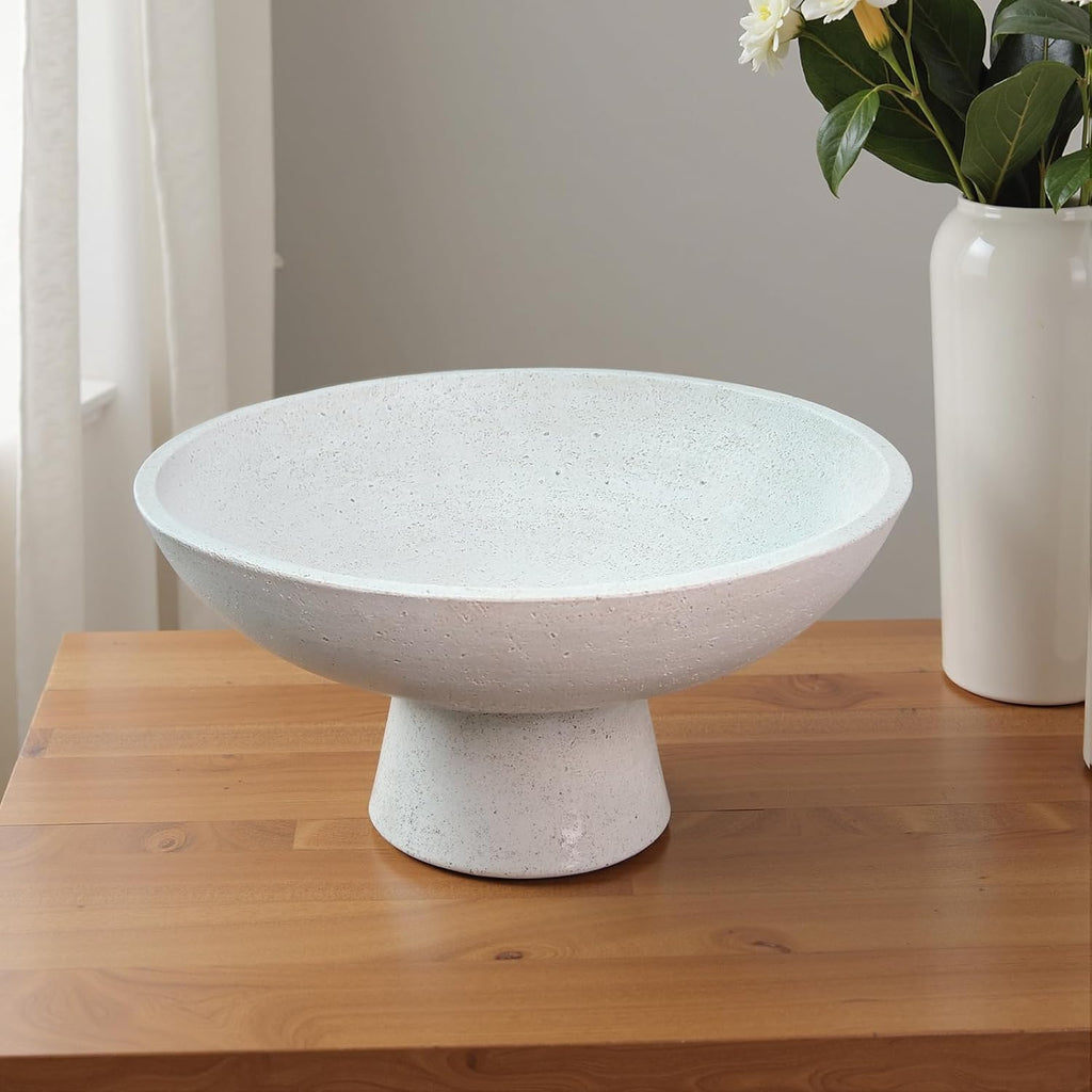 Large Decorative Fruit Bowl - Modern Handcrafted Resin Pedestal Bowl Counter, Entryway Key Holder & Table