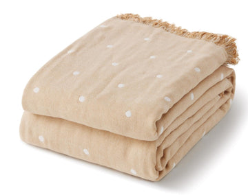 100% Cotton Boho Throw Blanket Decor - Classic Farmhouse Quilt Bedding, Muslin Blankets for Adults, Vintage Woven