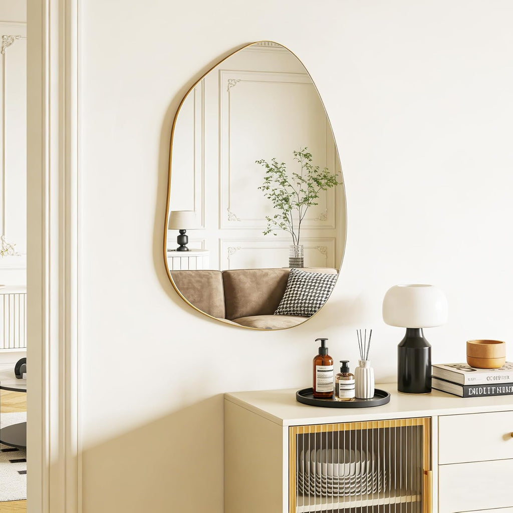 Irregular Wall Mirror Asymmetrical Mirror, Gold Mirror Living Room Entryway Bedroom, Decorative Modern Mirror