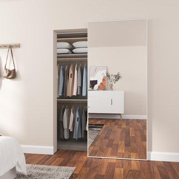 36in x 84in Mirrored Hidden Barn Door Concealed Door Soft Close
