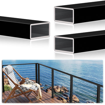 10FTx 2"x1" Aluminum Black Handrail with Self Drilling Screw Nylon End Caps