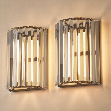 Black Battery Operated Wall Sconces Set of Two, Crystal Wireless Wall Light with Remote, Rechargeable Cordless Wall