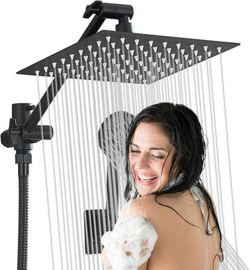 AlenArt 10 inch Rainfall Shower Head Stainless Steel Black