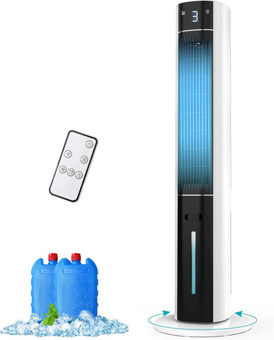 Evaporative Air Cooler - Swamp Cooler with 3L Water Tank, 3 Modes & 3 Speeds, Remote Control, 12H Timer