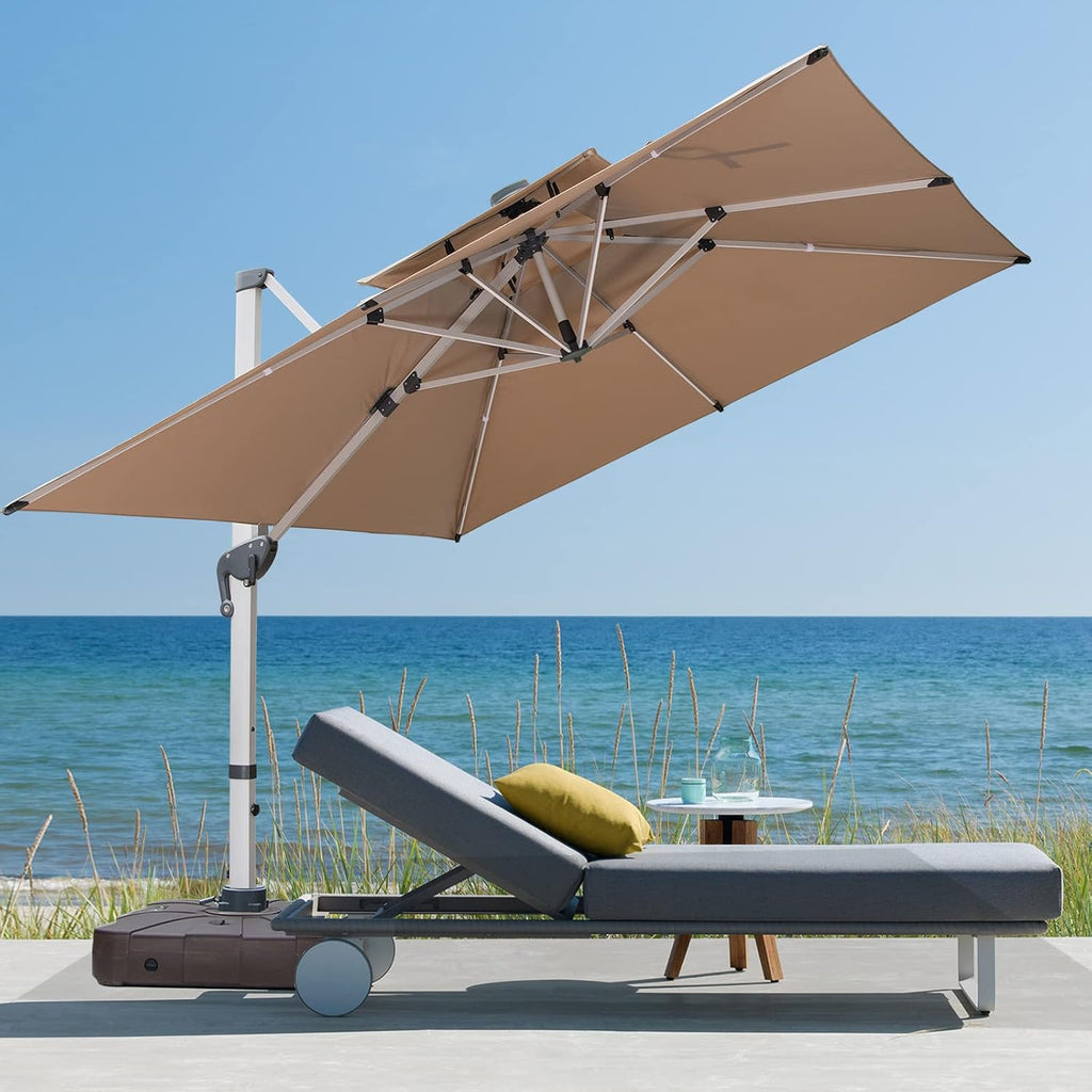 Cantilever Patio Umbrella with Cross Base and Cover Included