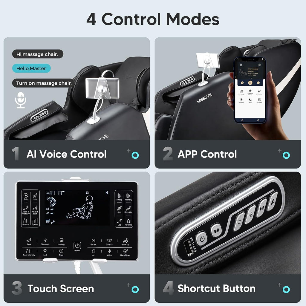 2026 Massage Chair Full Body, AI APP Control Shiatsu Zero Gravity Massage Chair with Foot Roller, Back Calf Heated