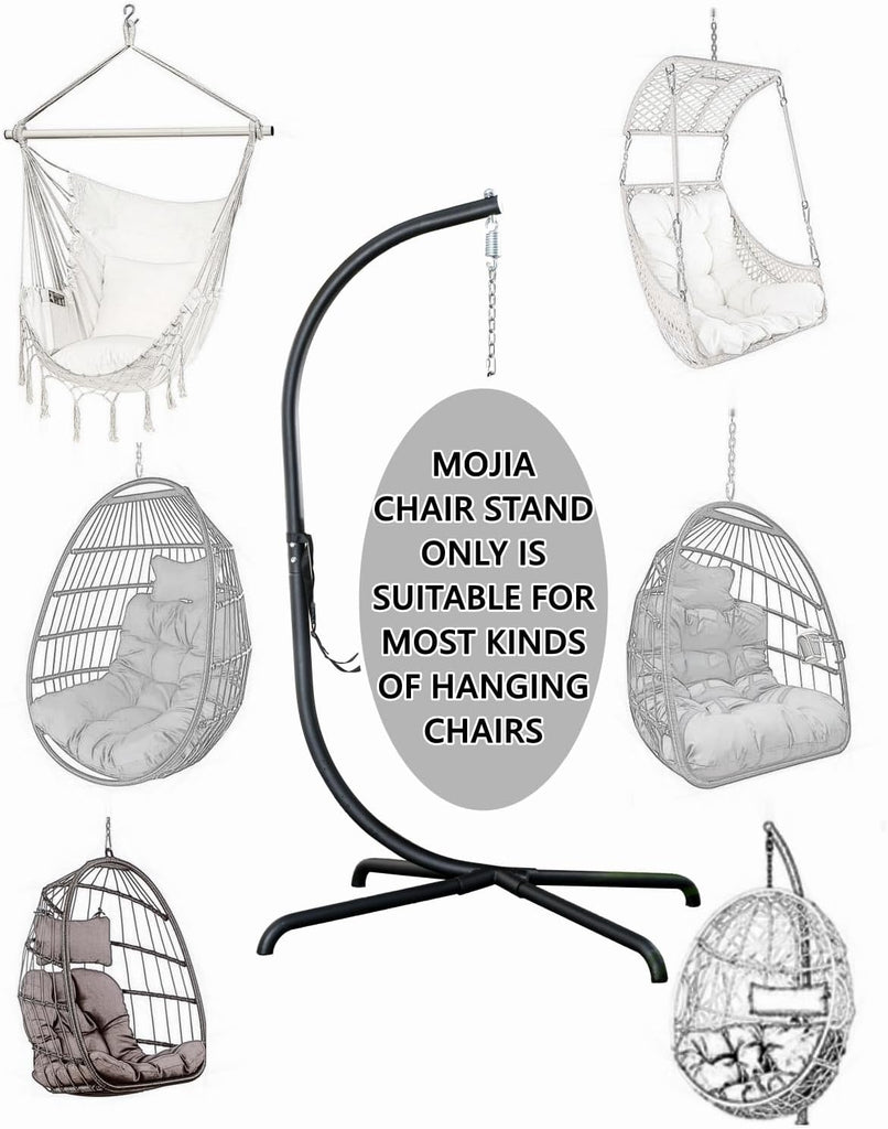 Hanging Egg Chair Stand Only, Hammock Chair C-Stand with Hanging Chain, Snap Hook, Pin Plug, Spring Macrame Hammock
