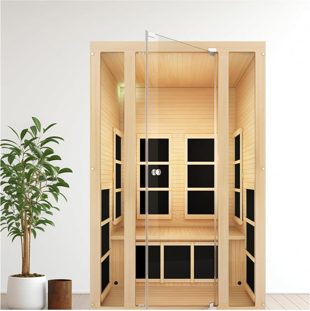 Lifestyles Joyous 2-Person Low EMF FAR Infrared Sauna with Chromotherapy Light for Home Indoor Spa Use