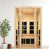 JNH Lifestyles Joyous 2-Person Low EMF FAR Infrared Sauna with Chromotherapy Light for Home Indoor Spa Use
