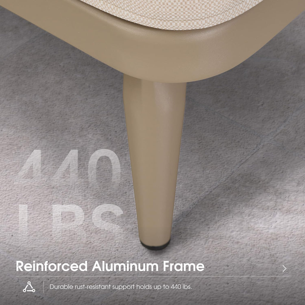 Patio Chaise Lounge Chair with 2 Pillows Aluminum Champagne | Heavy-Duty Aluminum Frame, All-Weather Durability
