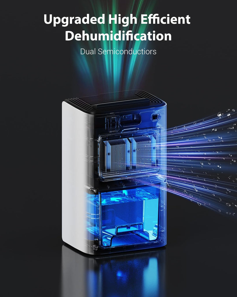 95oz Dehumidifiers for Home, 1000 Sq.Ft Dehumidifier with Drain Hose - Auto Shut Off, Timer, Sleep Mode & Drain Hose