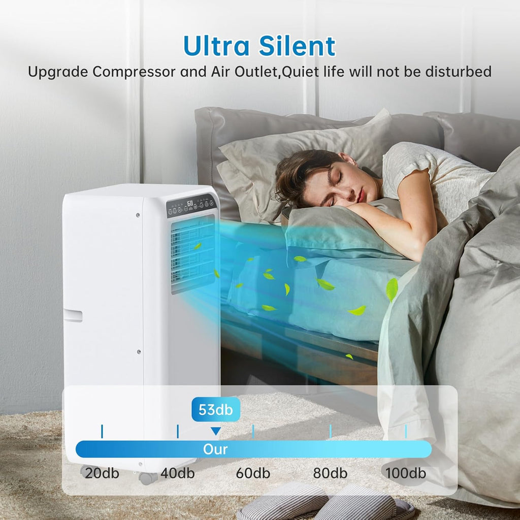 8000 BTU Portable Air Conditioner, 3 in 1 AC Unit for 350 Sq.Ft. with Built In Dehumidifier, 2 Speed Fan, Timer