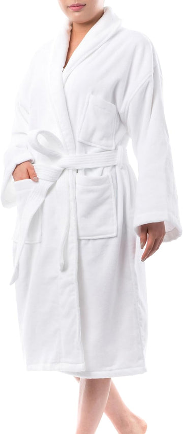 Blair Womens Cotton Terry Cloth Bathrobe Shawl Collar Velour Spa Robe