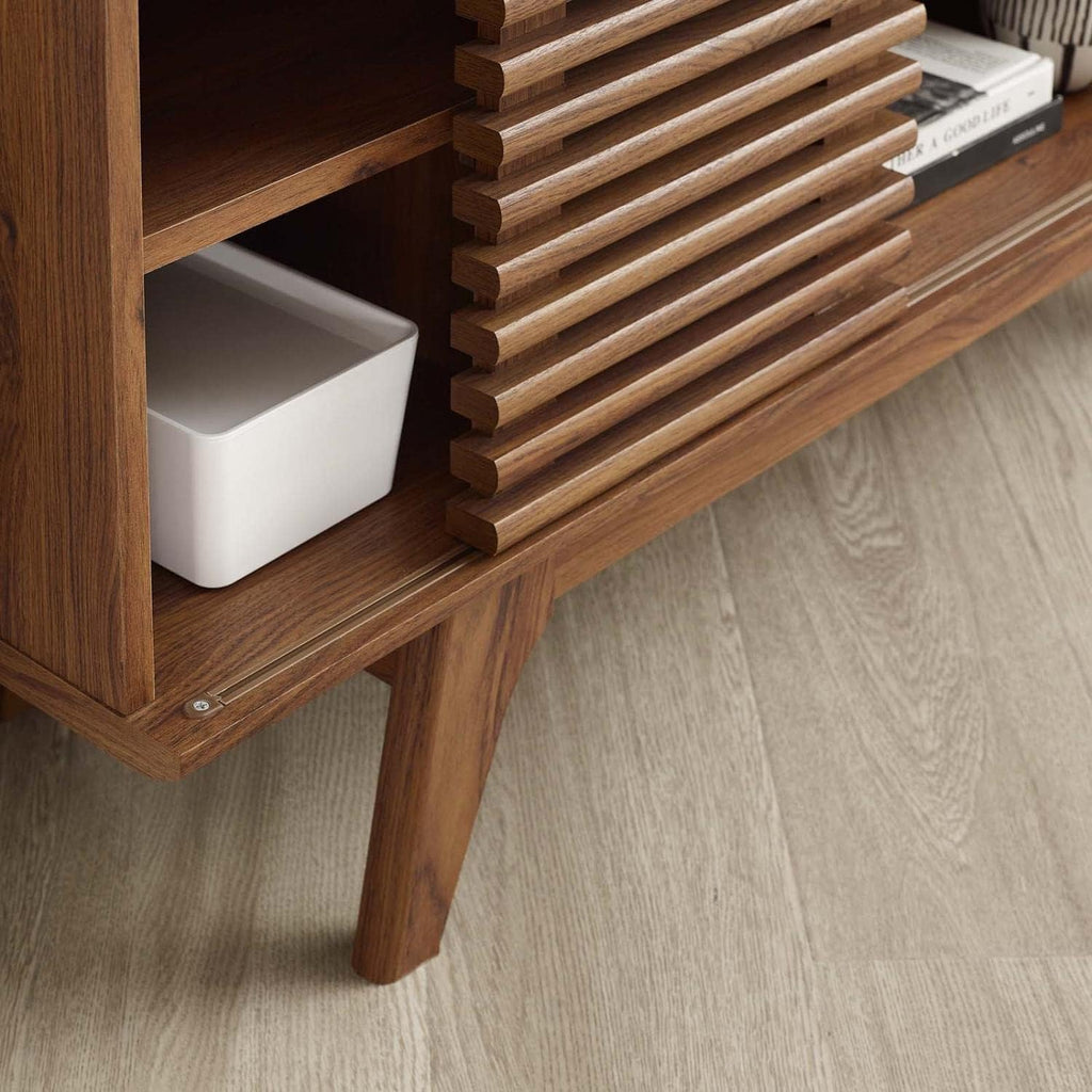 Render Mid-Century Modern Low Profile Corner Media TV Stand in Wal, 15 46 23