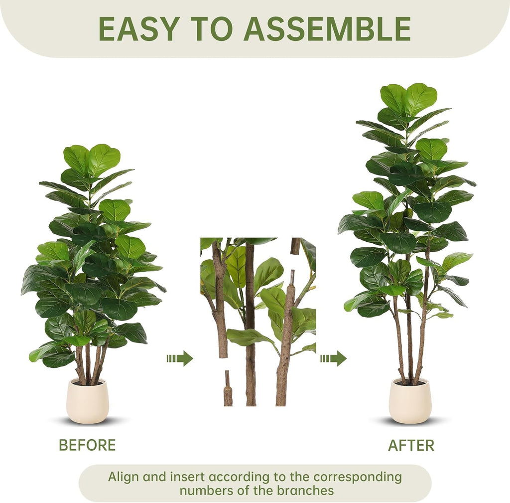 6ft Fiddle Leaf Fig Tree Artificial with Tall Exquisite Planter