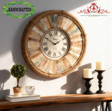 Vintage 24 Inch Wall Clocks,Quartz Silent Non Ticking,Battery Operated,Roman Numeral Style,for Bedroom