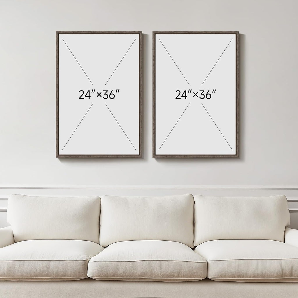 Large Framed Green Abstract Wall Art, 2 Piece Modern Canvas Art Prints Paintings, Minimalist Sage Green Abstract