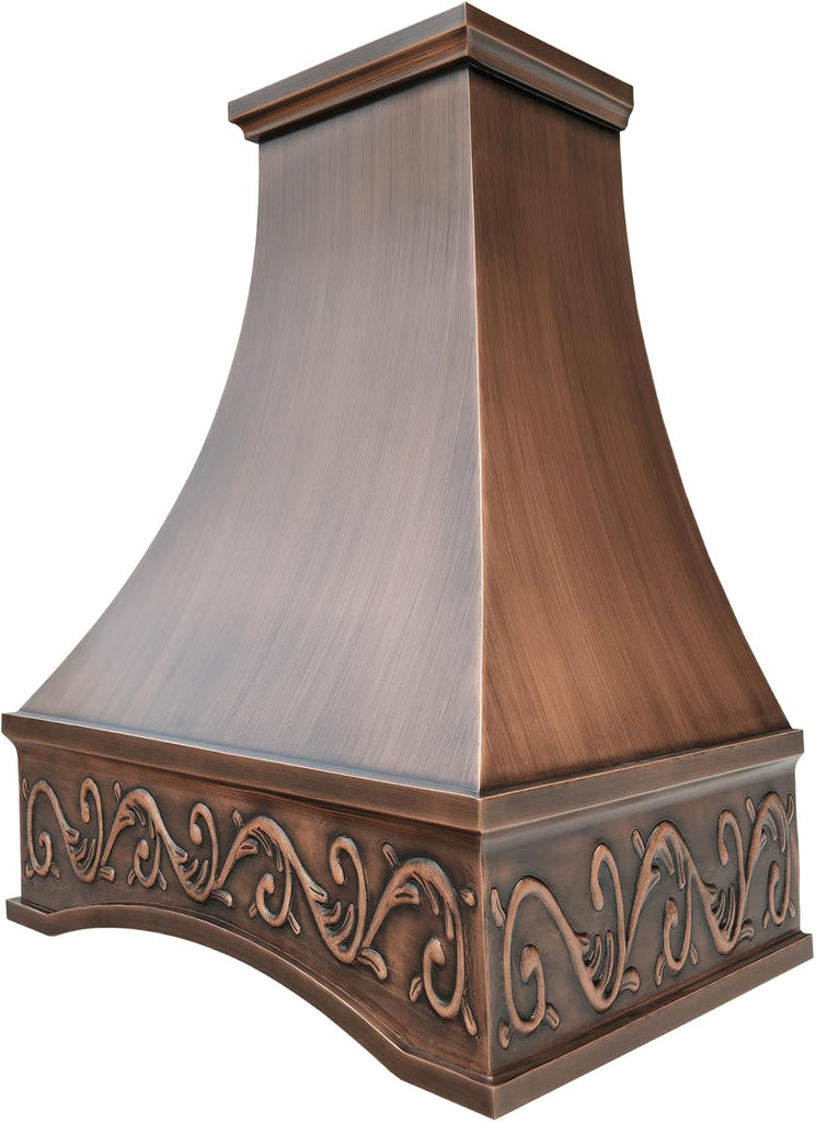 54 Inch Copper Wall Mount Range Hood 1260 CFM LED Lights Dishwasher-Safe Baffle Filters