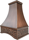 54 Inch Copper Wall Mount Range Hood 1260 CFM LED Lights Dishwasher-Safe Baffle Filters