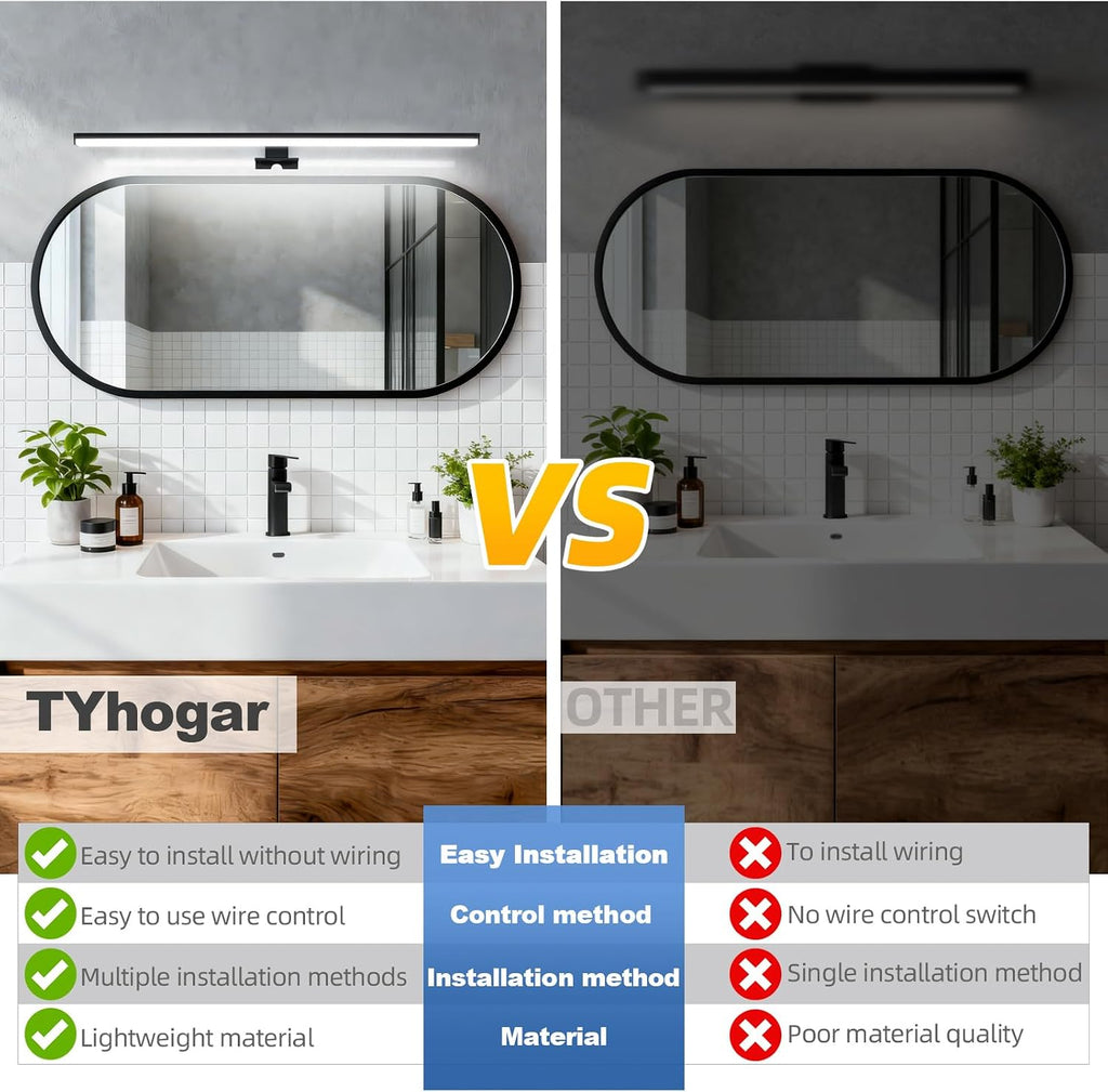 Plug Light Fixtures Modern Black Vanity Lights Over Mirror,Non-Dimmable LED Picture Light 28" Vanity Light Bar Wall