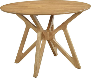 Elowen - Solid Wood - 42-Inch Round Dining Table with Bevel Tabletop, Angled Base Design, Geometric Legs - Dining