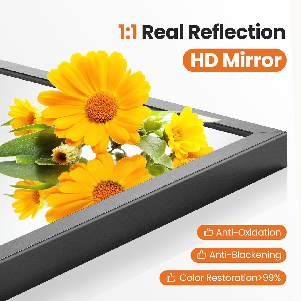 24"x36" Arch Black Bathroom Wall Mirror, Metal Frame Vanity Mirror