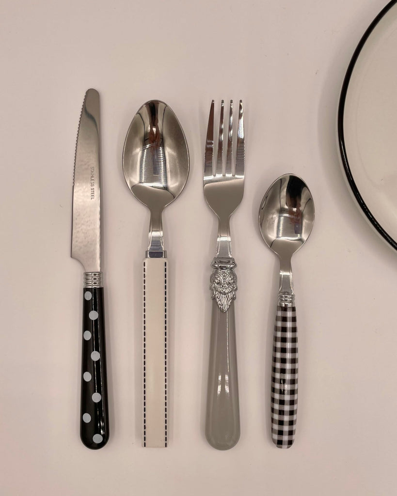 Eclectic Black & White Mix & Match Stainless Steel Flatware Collection, Set of 16