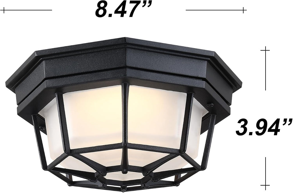 8.5” Black Flush Mount LED Ceiling Light 2700K 3000K 3500K 4000K 5000K Octagonal Outdoor Porch Lights Black 8.5inch
