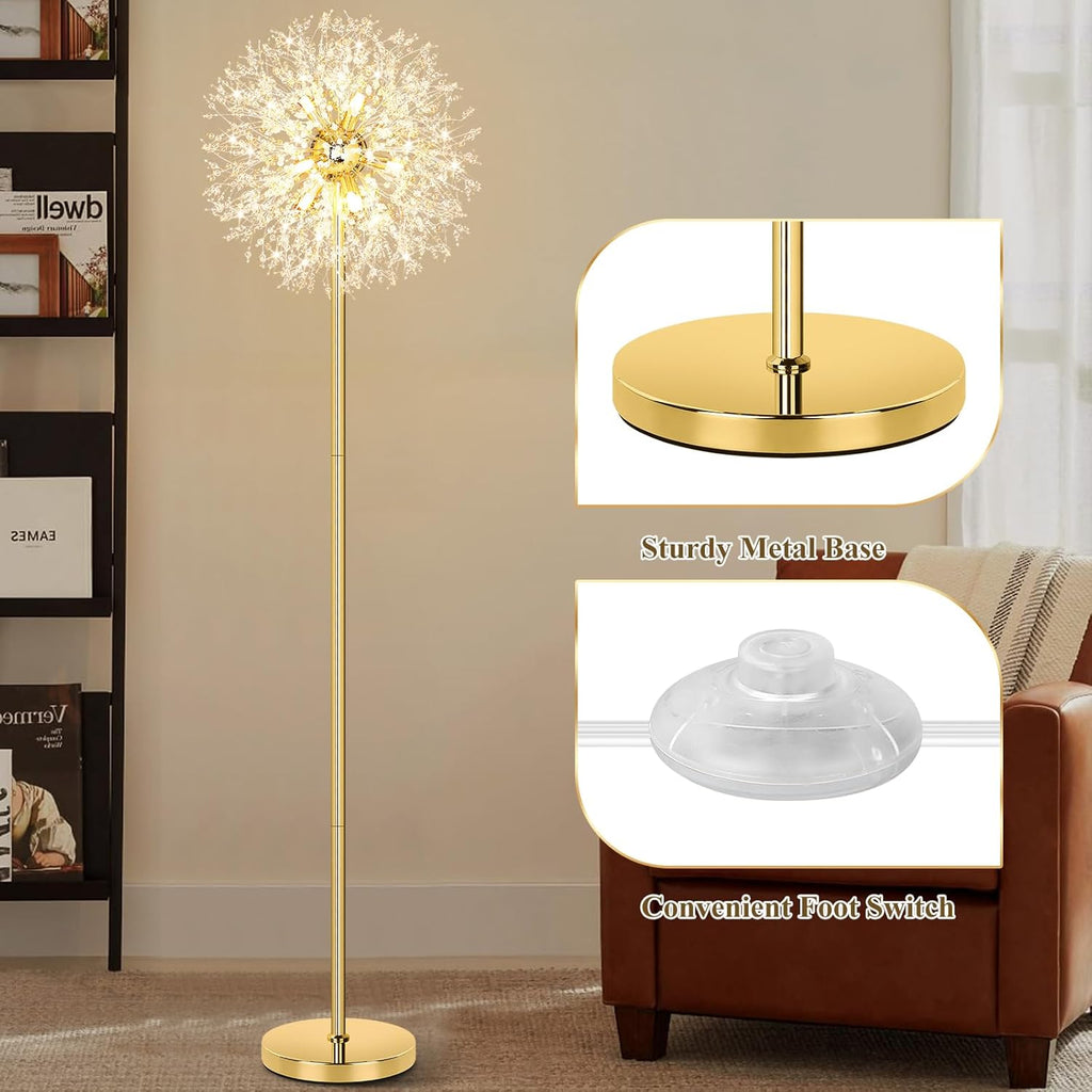 69'' Crystal Floor Lamp, Modern Standing Lamp with 738PCS K9 Crystals, Tall Lamp Pole Light Office