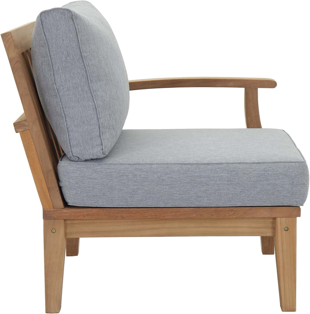 Marina Premium Grade A Teak Wood Outdoor Patio Right-Facing Sofa in Natural Gray