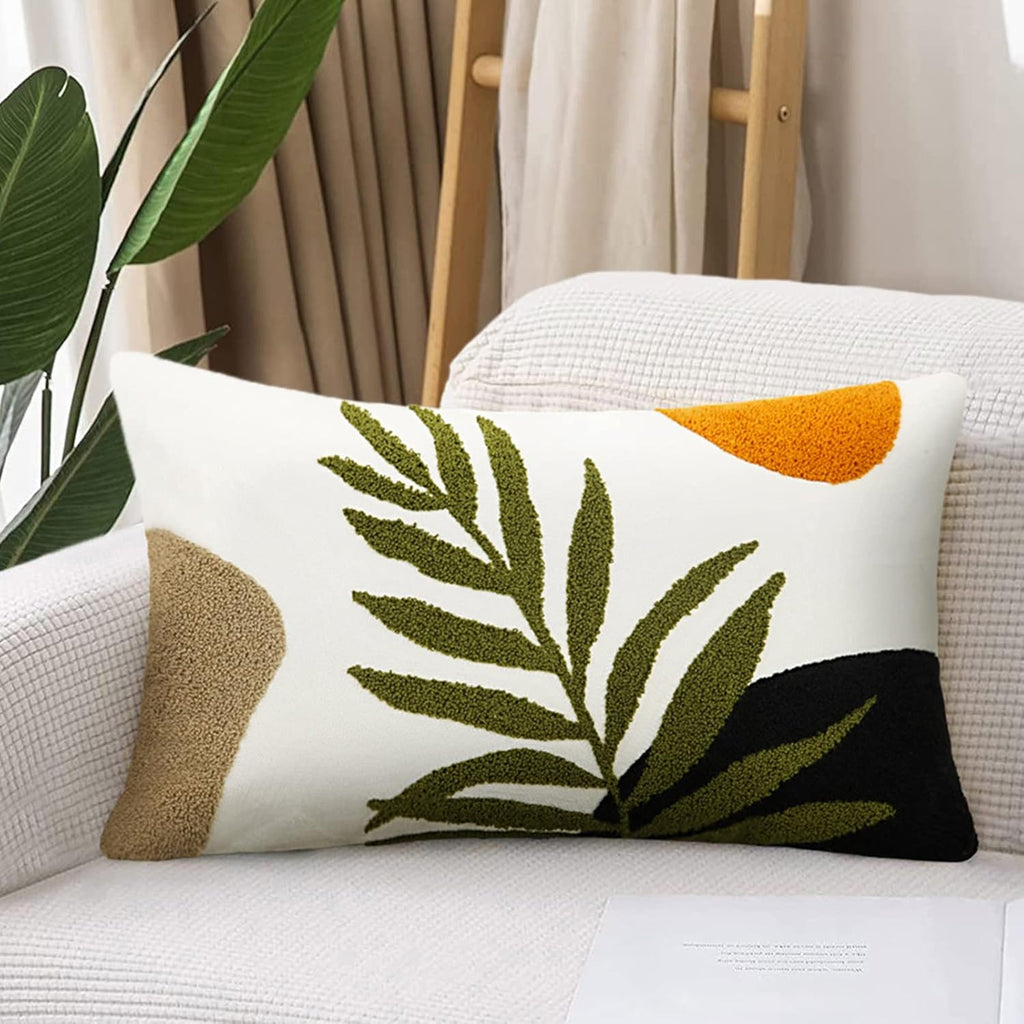 Boho Lumbar Throw Pillow Covers 12x20 Tufted Abstract Mid Century Modern Pillowcases Bohemian Aesthetic Decorative