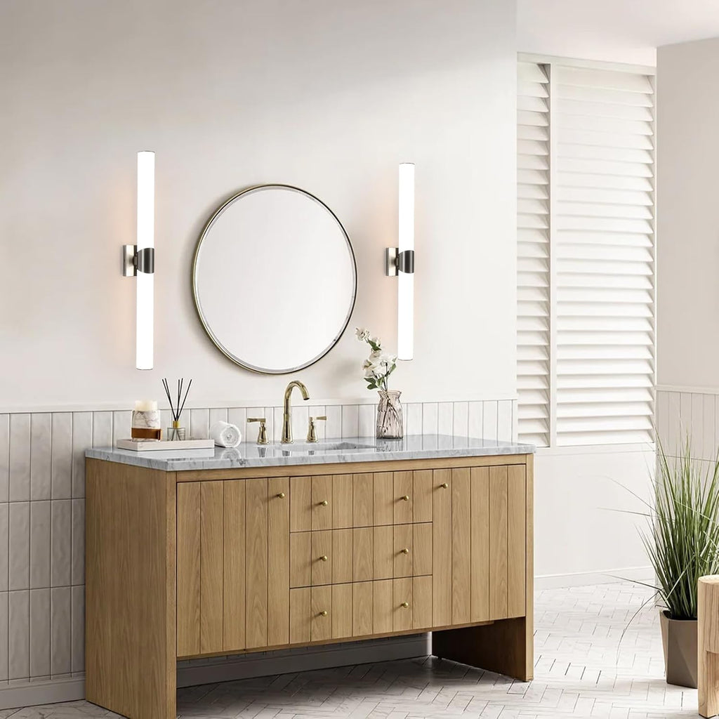 Wall Sconce 30.4 Inch Brushed Nickel Bathroom Sconces Led Wall Lights with Acrylic Shade Hardwired Long Vanity