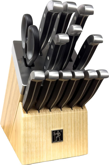 International Statement 14-pc Self-Sharpening Knife Block Set, 6 Steak Knives, Paring, Santoku, Bread, Chef's Knife