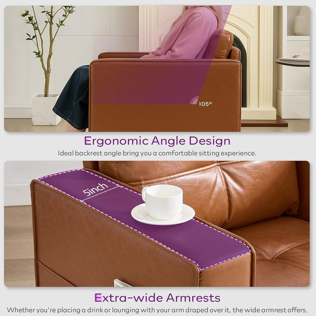 Modern Chaise Lounge Chair and Ottoman — Leather